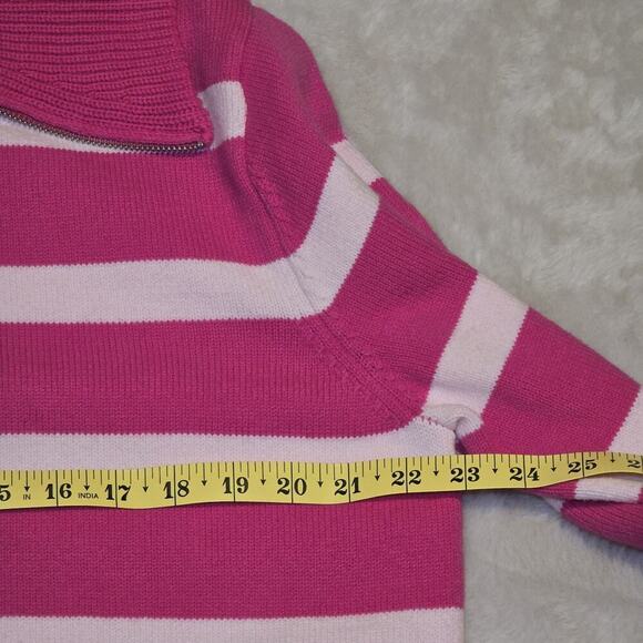 ON 34th Women’s Size L Pink Striped Half-Zip Sweater Pullover Long Sleeve - Picture 7 of 7